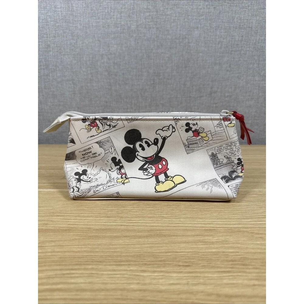 Disney Mickey Mouse Comic Strip Zipper Pouch Makeup Bag Hallmark Faux Leather